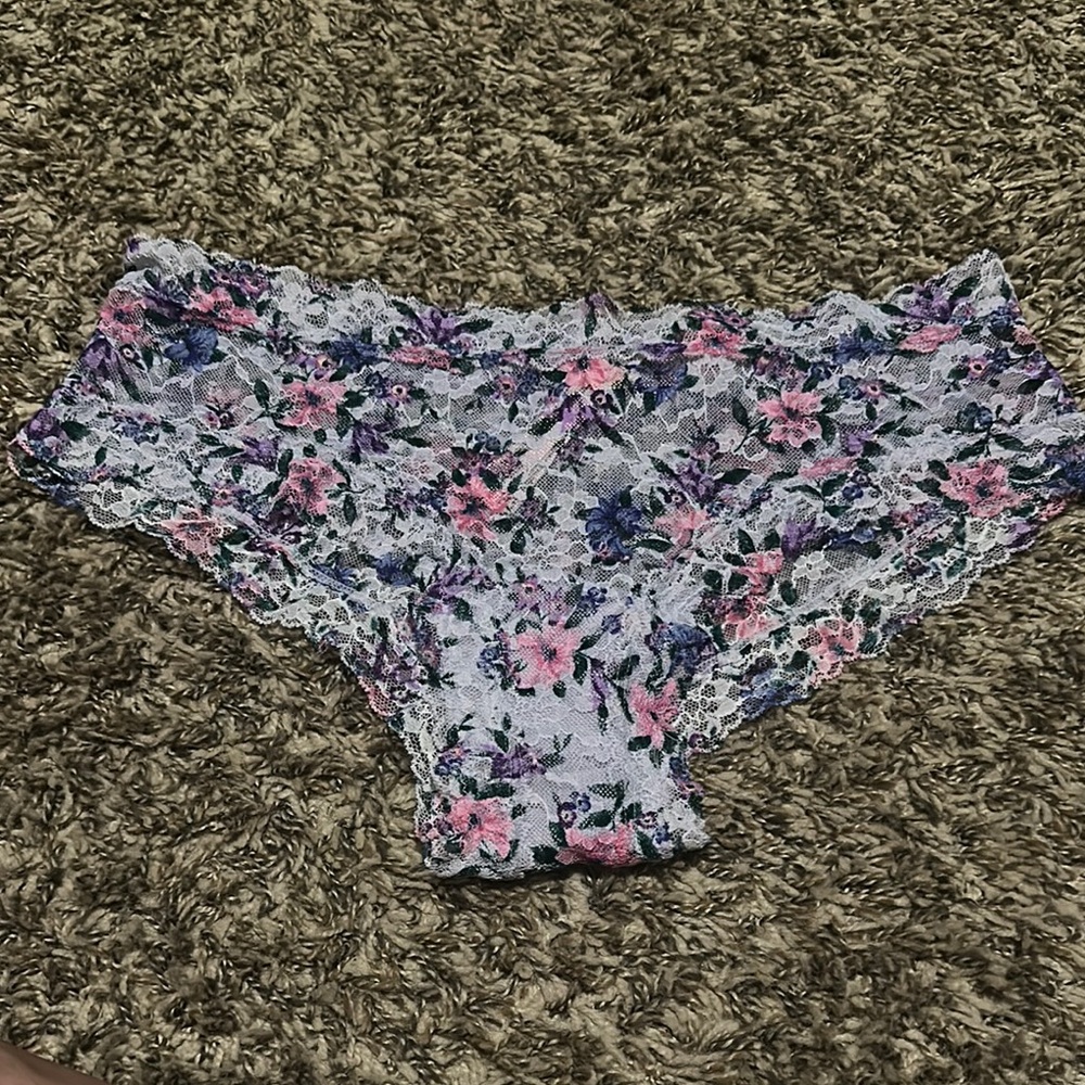 PINK Victoria's Secret Floral Lace Panties - Pink and Purple